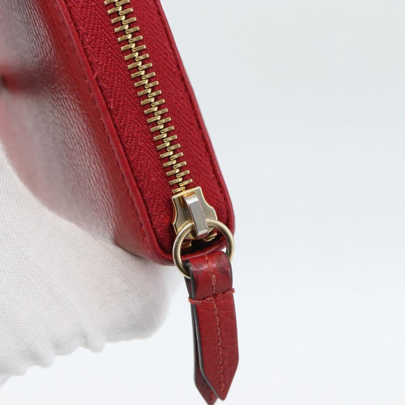 GUCCI GG Marmont Long Wallet Leather Red Gold 456117 Auth 186348A