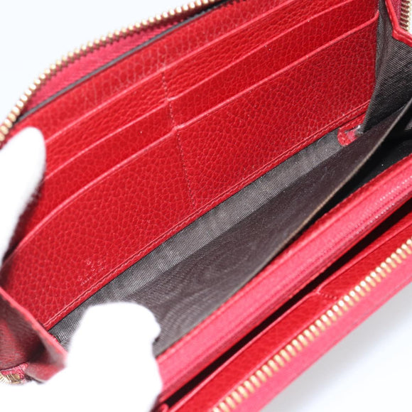 GUCCI GG Marmont Long Wallet Leather Red Gold 456117 Auth 186348A