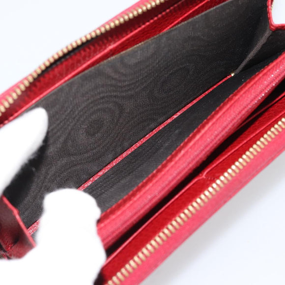 GUCCI GG Marmont Long Wallet Leather Red Gold 456117 Auth 186348A