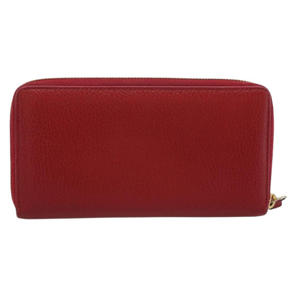 GUCCI GG Marmont Long Wallet Leather Red Gold 456117 Auth 186348A