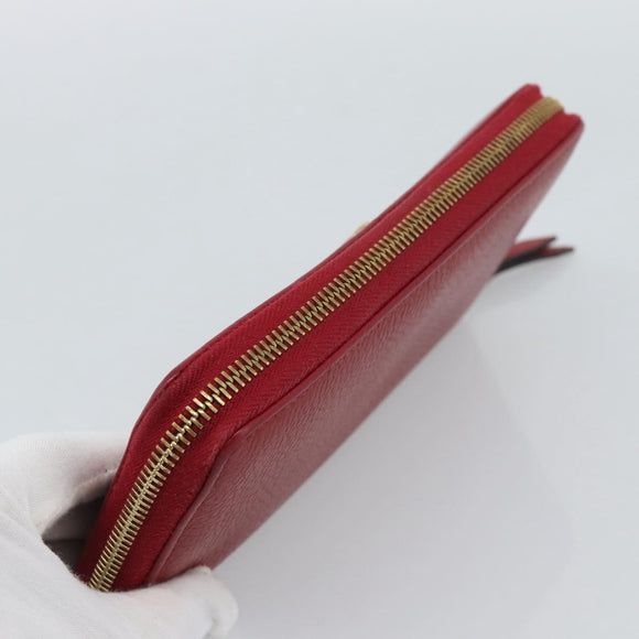 GUCCI GG Marmont Long Wallet Leather Red Gold 456117 Auth 186348A