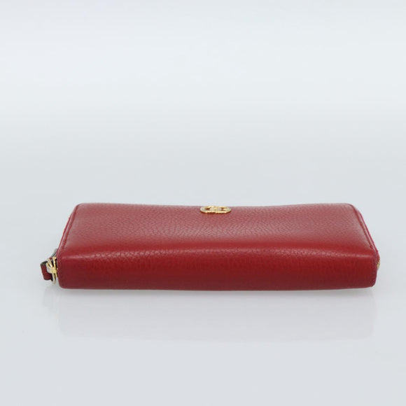 GUCCI GG Marmont Long Wallet Leather Red Gold 456117 Auth 186348A