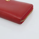 GUCCI GG Marmont Long Wallet Leather Red Gold 456117 Auth 186348A-7