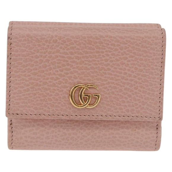 GUCCI GG Marmont Wallet Leather Pink Gold 524672 Auth 186349M