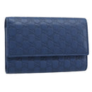 GUCCI Micro Guccissima GG Canvas Key Case Leather Blue Gold 278633 Auth 186350M-1