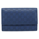 GUCCI Micro Guccissima GG Canvas Key Case Leather Blue Gold 278633 Auth 186350M-13