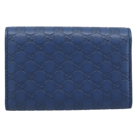 GUCCI Micro Guccissima GG Canvas Key Case Leather Blue Gold 278633 Auth 186350M