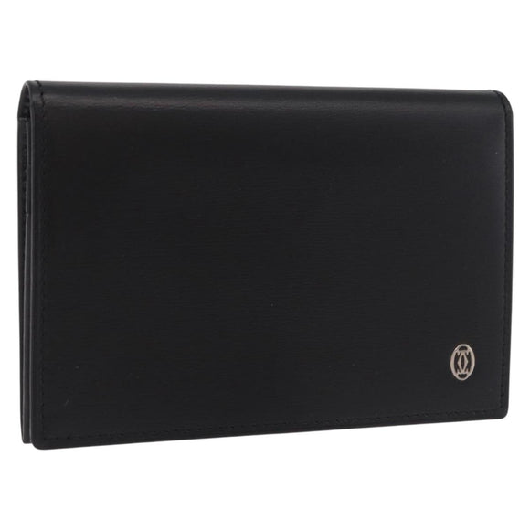 CARTIER Card Case Leather Black Auth 186351V