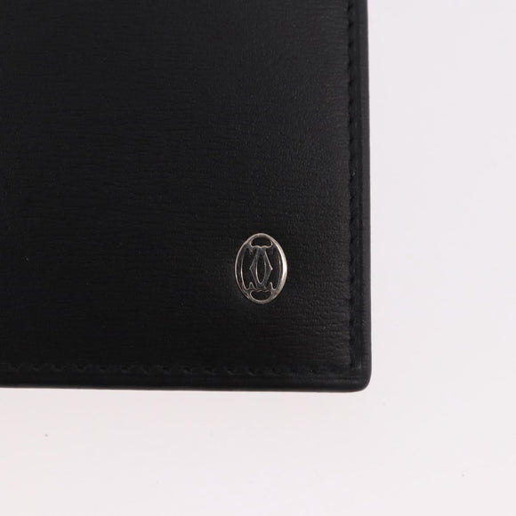 CARTIER Card Case Leather Black Auth 186351V