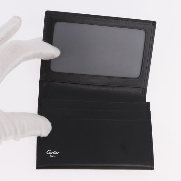 CARTIER Card Case Leather Black Auth 186351V