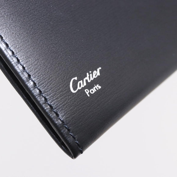 CARTIER Card Case Leather Black Auth 186351V