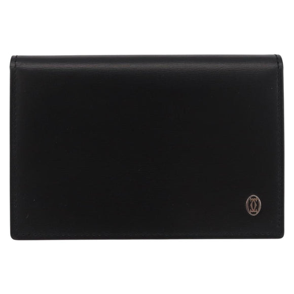 CARTIER Card Case Leather Black Auth 186351V