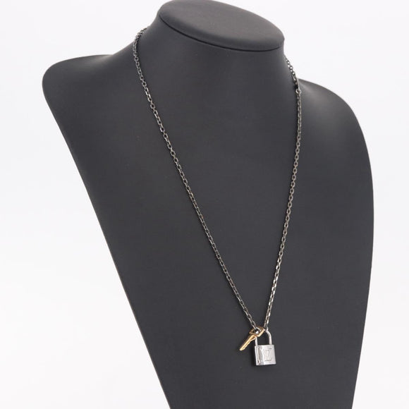 LOUIS VUITTON Pendant Valentine Padlock Necklace metal Black M01149 Auth 186353V