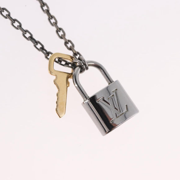 LOUIS VUITTON Pendant Valentine Padlock Necklace metal Black M01149 Auth 186353V