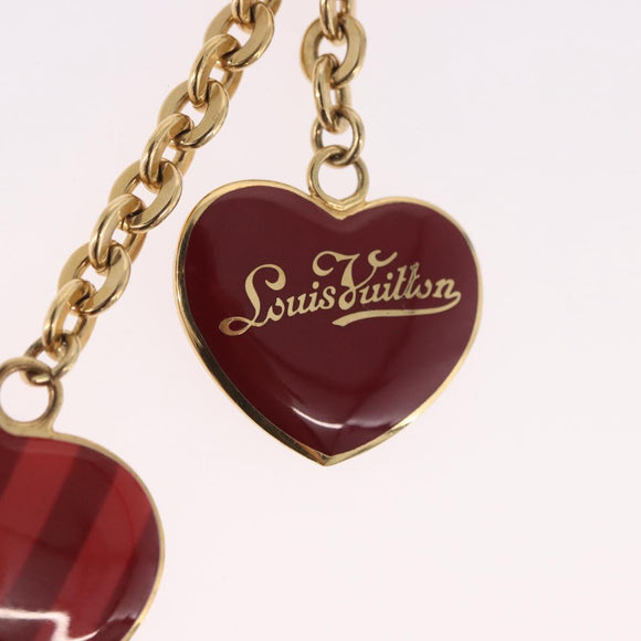 LOUIS VUITTON Porte Cles Coeur Rayure Charm Gold M66476 LV Auth 186357M