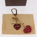 LOUIS VUITTON Porte Cles Coeur Rayure Charm Gold M66476 LV Auth 186357M-12