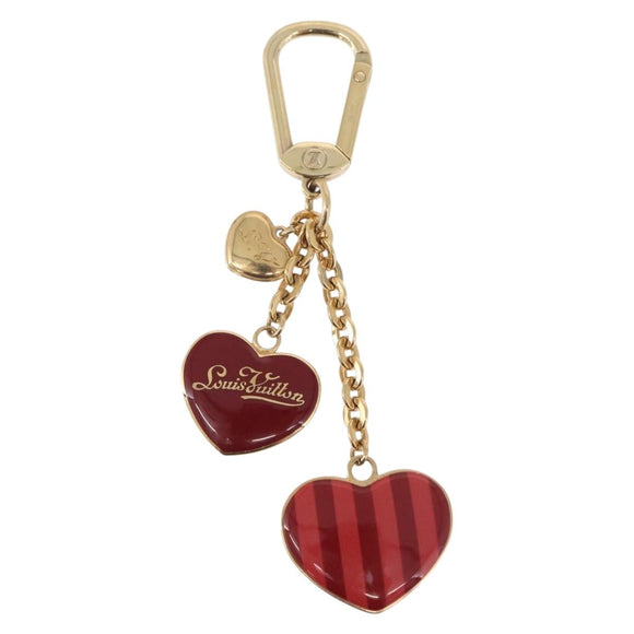 LOUIS VUITTON Porte Cles Coeur Rayure Charm Gold M66476 LV Auth 186357M