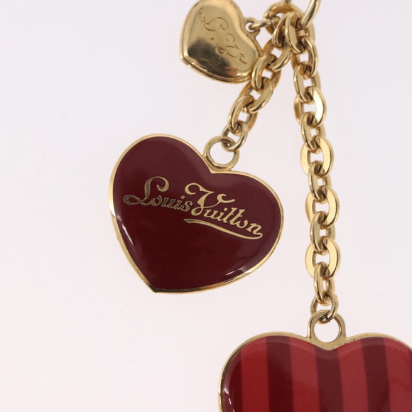LOUIS VUITTON Porte Cles Coeur Rayure Charm Gold M66476 LV Auth 186357M