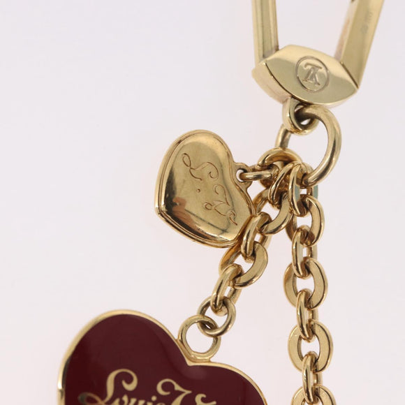 LOUIS VUITTON Porte Cles Coeur Rayure Charm Gold M66476 LV Auth 186357M