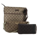 GUCCI GG Canvas GG Supreme Sherry Line Bag Leather 3 Set Beige Brown Auth 186359-1