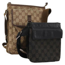 GUCCI GG Canvas Shoulder Bag 2 Set Beige Black Auth 186360-1