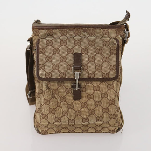 GUCCI GG Canvas Shoulder Bag 2 Set Beige Black Auth 186360