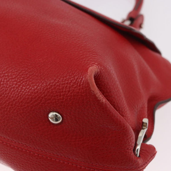Salvatore Ferragamo Sofia Gancini Hand Bag Leather 2way Red Silver Auth 186373A