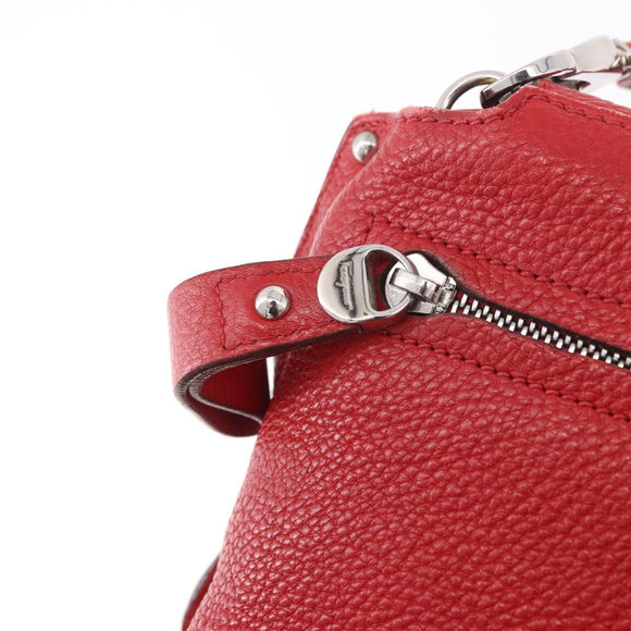 Salvatore Ferragamo Sofia Gancini Hand Bag Leather 2way Red Silver Auth 186373A