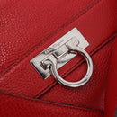 Salvatore Ferragamo Sofia Gancini Hand Bag Leather 2way Red Silver Auth 186373A-19