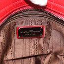 Salvatore Ferragamo Sofia Gancini Hand Bag Leather 2way Red Silver Auth 186373A-22