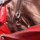 Salvatore Ferragamo Sofia Gancini Hand Bag Leather 2way Red Silver Auth 186373A-25