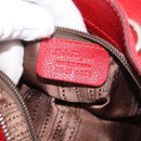 Salvatore Ferragamo Sofia Gancini Hand Bag Leather 2way Red Silver Auth 186373A-12