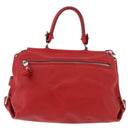 Salvatore Ferragamo Sofia Gancini Hand Bag Leather 2way Red Silver Auth 186373A-2