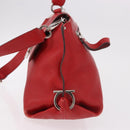 Salvatore Ferragamo Sofia Gancini Hand Bag Leather 2way Red Silver Auth 186373A-3