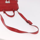 Salvatore Ferragamo Sofia Gancini Hand Bag Leather 2way Red Silver Auth 186373A-9