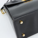 Salvatore Ferragamo Gancini Hand Bag Leather 2way Black Gold Auth 186374-15