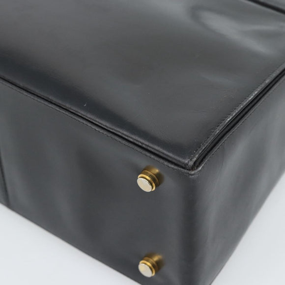 Salvatore Ferragamo Gancini Hand Bag Leather 2way Black Gold Auth 186374