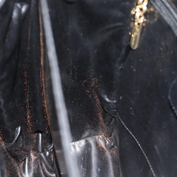 Salvatore Ferragamo Gancini Hand Bag Leather 2way Black Gold Auth 186374