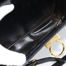 Salvatore Ferragamo Gancini Hand Bag Leather 2way Black Gold Auth 186374-23