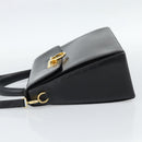 Salvatore Ferragamo Gancini Hand Bag Leather 2way Black Gold Auth 186374-3