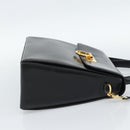 Salvatore Ferragamo Gancini Hand Bag Leather 2way Black Gold Auth 186374-4