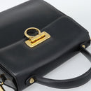 Salvatore Ferragamo Gancini Hand Bag Leather 2way Black Gold Auth 186374-6
