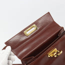 Salvatore Ferragamo Gancini Hand Bag Leather 2way Brown Gold Auth 186375-19