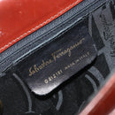 Salvatore Ferragamo Gancini Hand Bag Leather 2way Brown Gold Auth 186375-12
