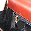 Salvatore Ferragamo Gancini Hand Bag Leather 2way Brown Gold Auth 186375-22