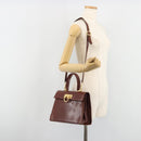 Salvatore Ferragamo Gancini Hand Bag Leather 2way Brown Gold Auth 186375-25