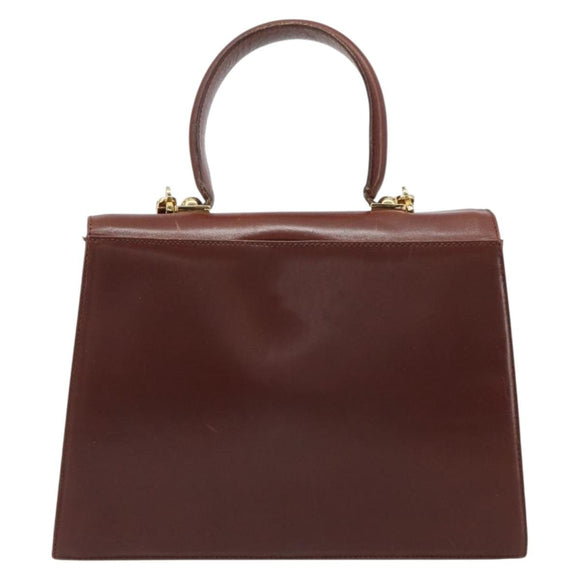 Salvatore Ferragamo Gancini Hand Bag Leather 2way Brown Gold Auth 186375