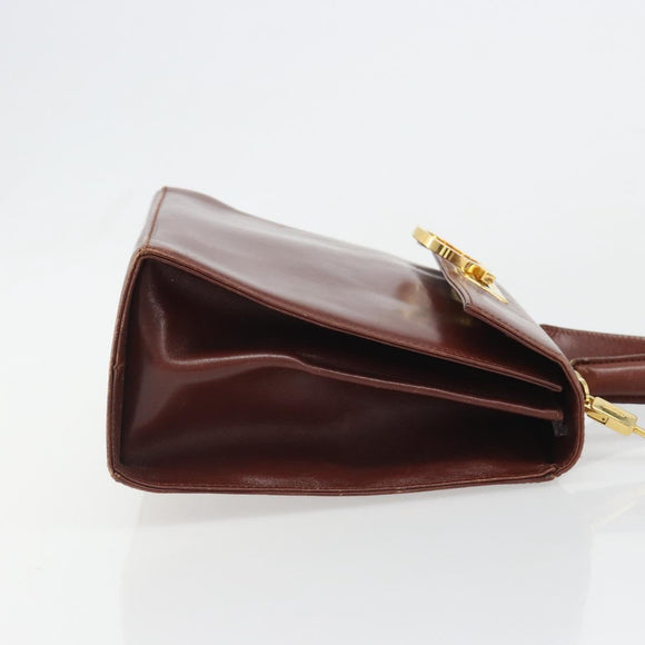 Salvatore Ferragamo Gancini Hand Bag Leather 2way Brown Gold Auth 186375