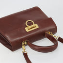Salvatore Ferragamo Gancini Hand Bag Leather 2way Brown Gold Auth 186375-6