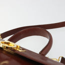 Salvatore Ferragamo Gancini Hand Bag Leather 2way Brown Gold Auth 186375-8